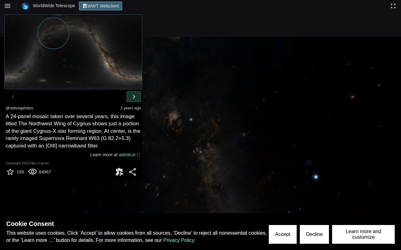 Screenshot of WorldWide Telescope
