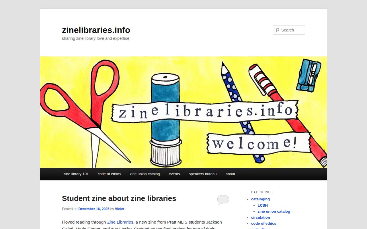 Screenshot of Zine Libraries