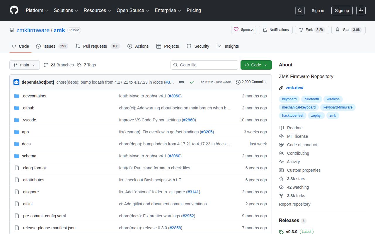 Screenshot of ZMK Firmware