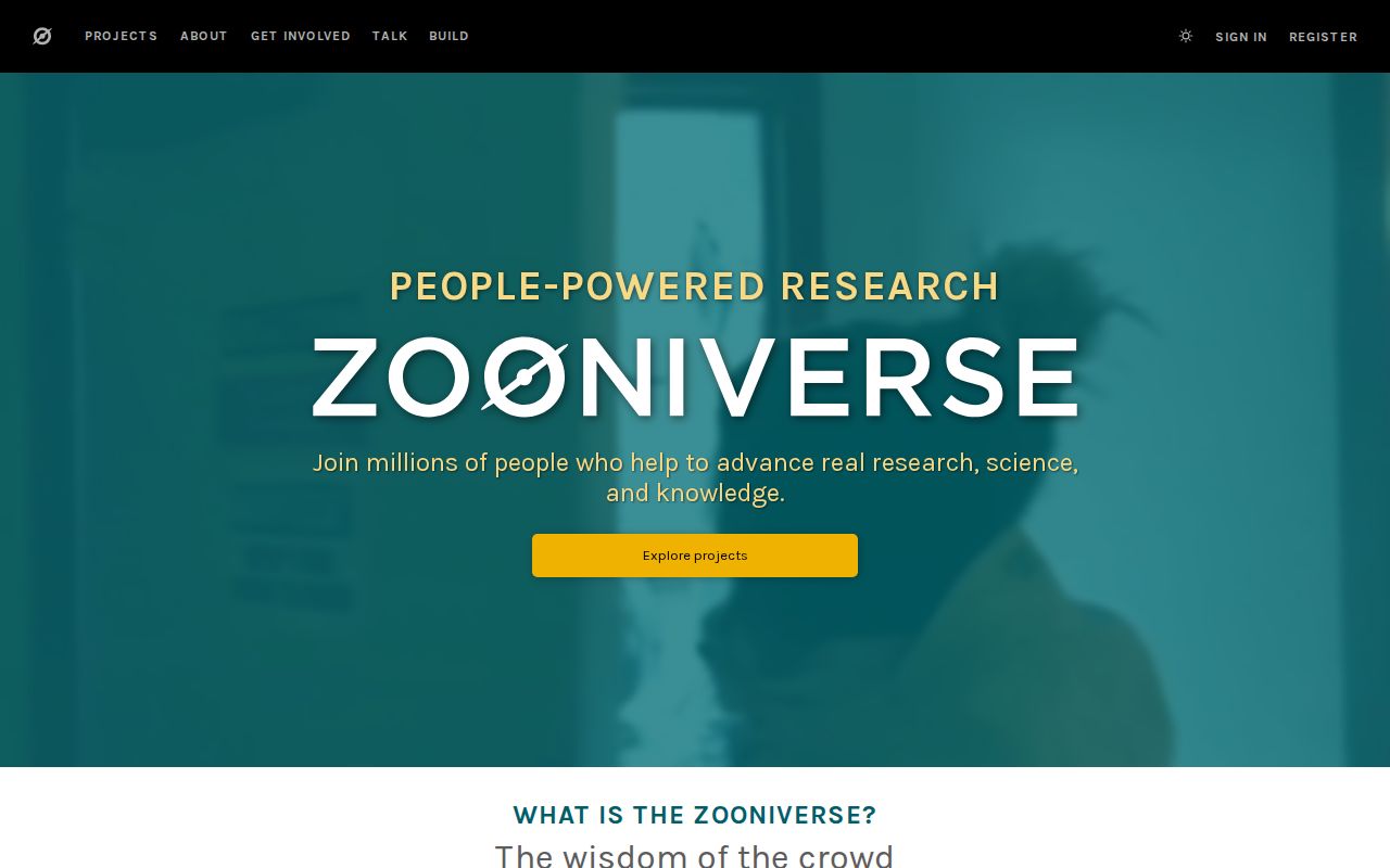 Screenshot of Zooniverse